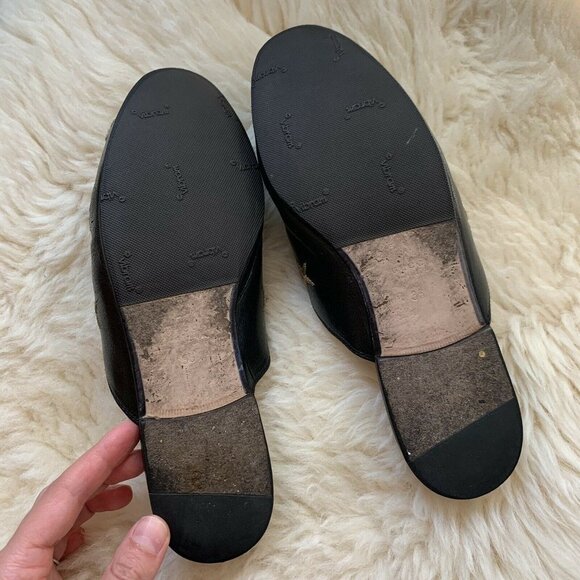 GUCCI Princetown Bee Star Embroidered Gold Mules Rare Designer Blogger Favorite - Picture 10 of 12